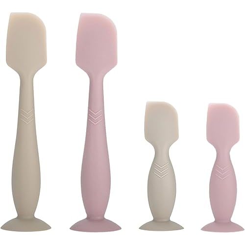 Baby Diaper Cream Spatula, 4 Pack Baby Diaper Rash Cream Applicator for Butt Paste Diaper Cream - Newborn Baby Essentials, 2 Large & 2 Mini Sizes (pink, khaki)