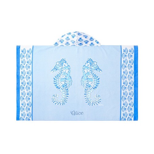 Lilly Pulitzer Blue Seahorse Kid Beach Hooded Towel | Pottery Barn Kids
