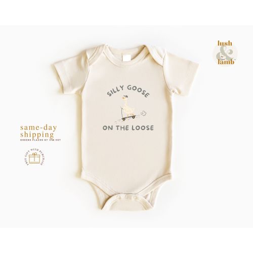 Silly Goose On The Lose Onesie®, Silly Goose Shirt, Baby Shower Gift, Natural Bodysuit, Toddler Shirt, Cute Kids Shirt, Funny Goose Outfit