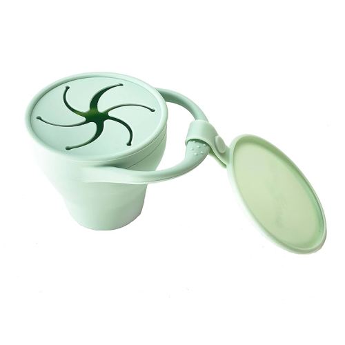otterlove Collapsable Silicone Snack Container with Attachable Lid | 100% Pure LFGB Platinum Silicone with No Fillers | Snack Cup (Single - Sage)
