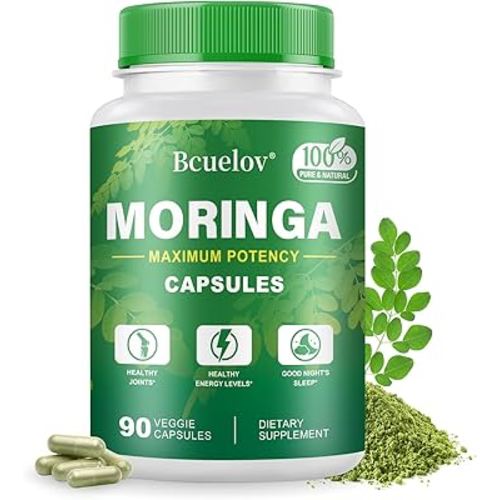 Moringa Capsules | 800mg Pure Moringa Powder Capsules – Supports Energy, Skin & Gut Health, Immune System – Green Superfood with Vitamins & Amino Acids (90 Caps)