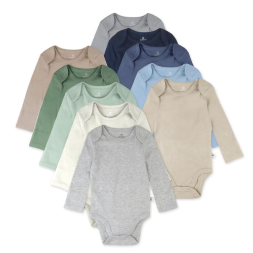 10-Pack Organic Cotton Long Sleeve Bodysuits | Blue Sunrise