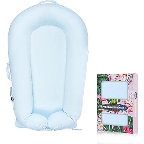 Organic Cotton Baby Spare Cover for Dock-a-tot Deluxe+ Docks | Hypoallergenic Newborn Nest Cover| (Cover Only) (Baby Blue)