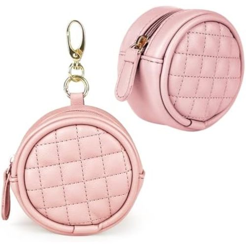 Baby Pacifier Holder with Clip, Maveek Pacifier Case for Diaper Bag, Binky Clip Bag Paci Pouch Container with Zipper for Boys & Girls, Outdoor Travel Stroller Accessory Purse Fits All Pacifiers (Pink)