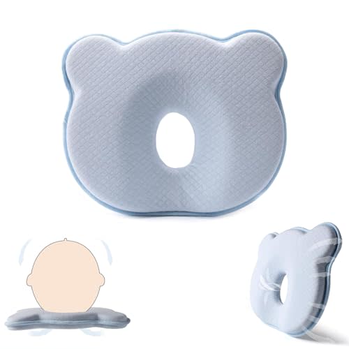 Yevclihds Memory Foam Baby Pillow,Cute Cartoon Bear Soft and Cozy Pillow, Breathable Bedding Set for Infants for Small Boys and Girls Prevent Flat Head