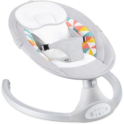 LAREX Baby Swings Electric Baby Swing Bluetooth Infant Swing Portable Rocker with 5 Speeds, 1 Seat Position, Remote Control, Grey