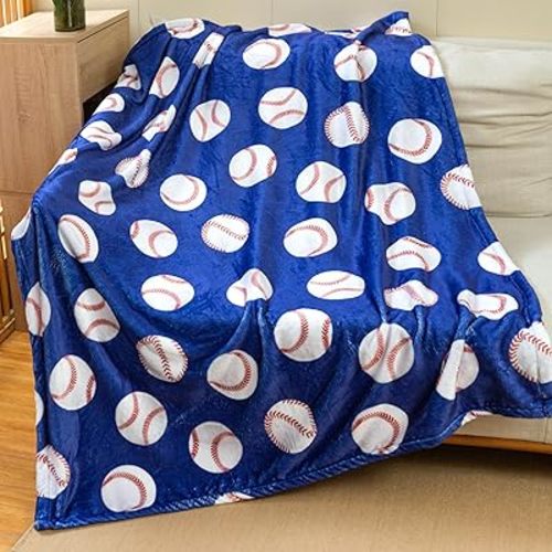 Sviuse Baseball Blanket Blue Baseballs Throw Blanket Baseball Gifts for Boys and Adults Flannel Soft Sport Throw for Baseball Lover All Season Couch Bed Sofa Home Decor (50"x60", Blue Baseball)