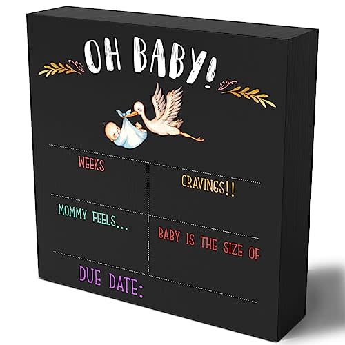 Funny Pregnancy Announcement Chalkboard Wooden Box Sign Plaque Baby is the Size of an Acorn Squash Wood Box Sign Rustic Art Home Shelf Desk Decor 5 X 5 Inches
