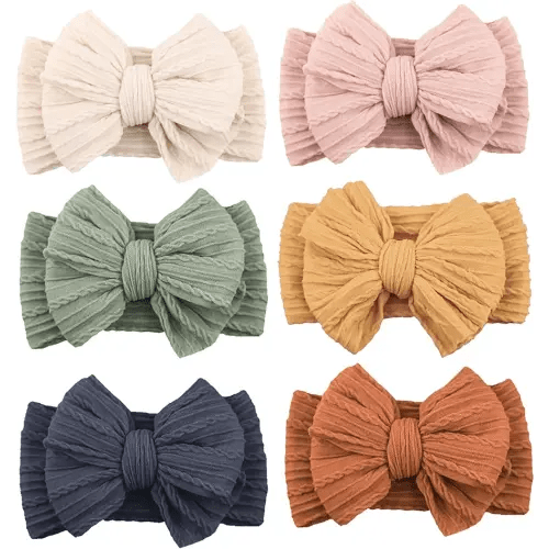 Niceye Handmade Baby Headbands Soft Stretchy Nylon Hair Bands with Bows for Newborn Infant Baby Toddler Girls- Pack of 6