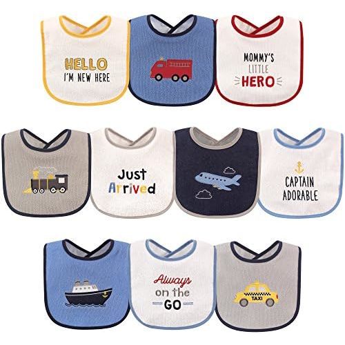 Luvable Friends unisex-baby Cotton Terry Drooler Bibs With Peva Back
