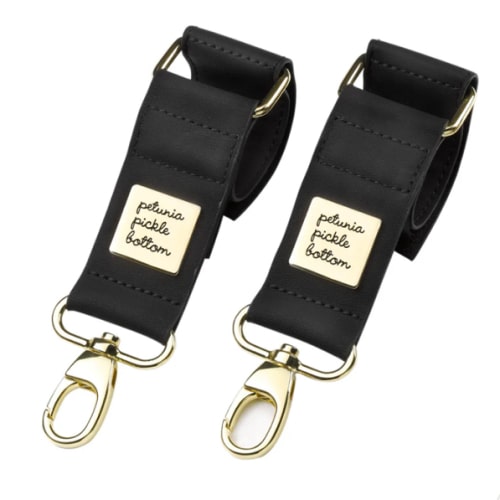 Valet Stroller Clips in Black Matte Leatherette