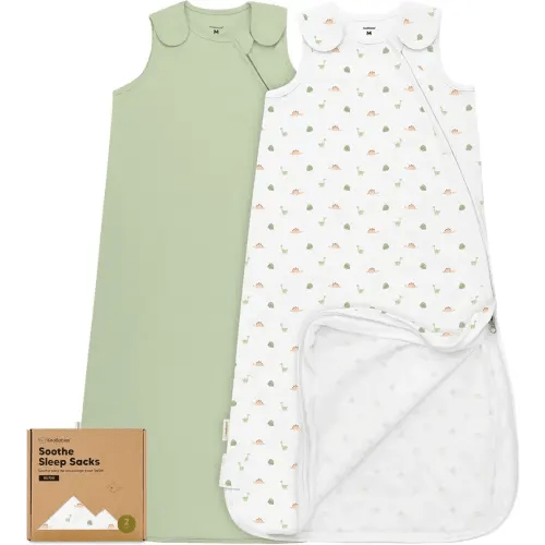 2-Pack Organic Baby Sleep Sacks, 100% Cotton - Soft & Breathable 0.5TOG Baby Wearable Blanket, Toddler Sleeping Sack 6-18 months, Easy to Wear Transitional Swaddles for Newborns, Infants(Roarsome, M)