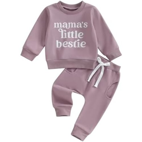 Toddler Baby Girl Clothes Long Sleeve Letter Print Sweatshirt and Stretch Jogger Pants Newborn Fall Winter Outfit