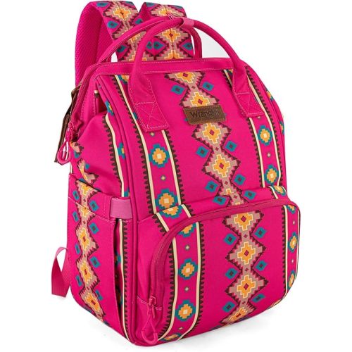 Wrangler Aztec Backpack Organized Daypack Travel Baby Bag with Stroller Strap and Side Bottle Pockets