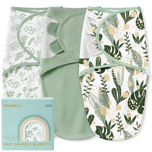 Yoofoss Baby Swaddles for Newborns 100% Organic Cotton, Adjustable Swaddle Sleep Sack 0-3 Months Newborn Swaddle Sack, Breathable Soft(Small)
