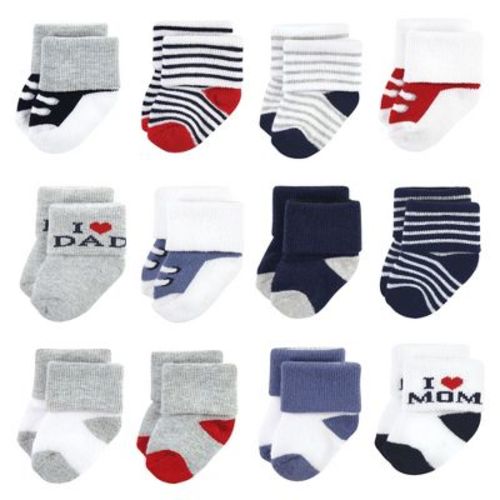Hudson Baby Basics Infant Baby Cozy Terry Baby Sock 12-Pack, Parents Little Sailor, 0-6 Months
