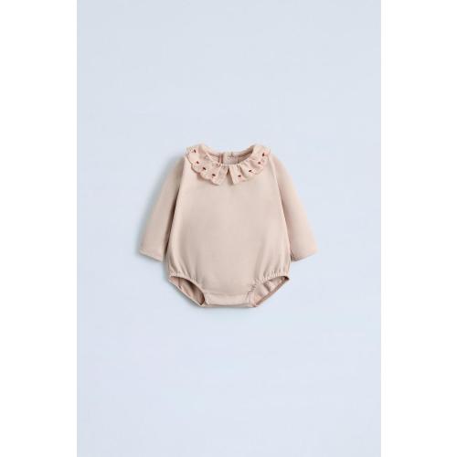 RUFFLED COLLAR BODYSUIT - Pink | ZARA United States