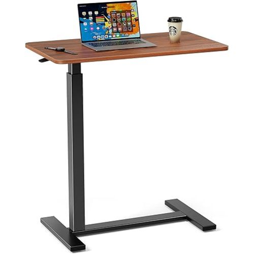 Overbed Bedside Table with Wheels, Adjustable Hospital & Home Use Bed Table, Rolling Laptop Table, Mobile Standing Desk