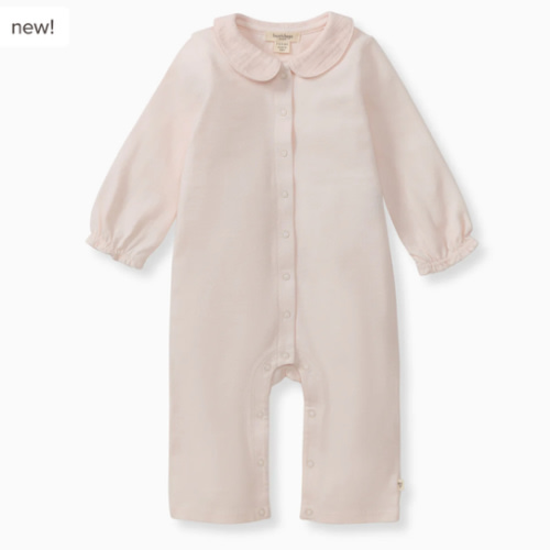 Muslin Collar Baby Girl Pink Jumpsuit – 0-3M