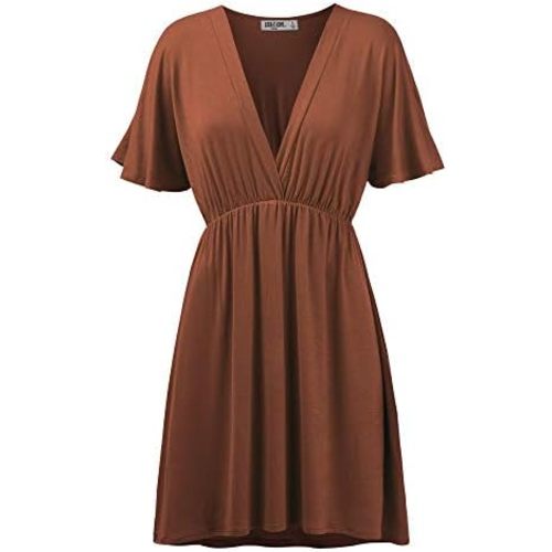 Lock and Love Womens Short Sleeve Kimono Style Deep V Neck Casual Summer Dress S-3XL Plus Size