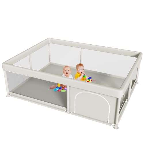 Hiaksedt Large Baby Playpen 65x50 Inch, PlayPen for Babies and Toddlers, Sturdy Safety Play Yard for Indoor & Outdoor with Zipper Gate