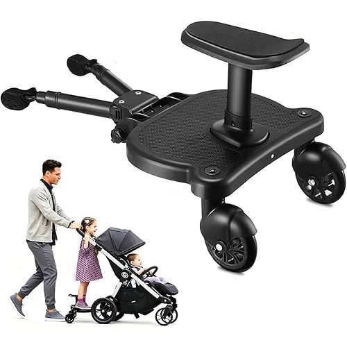 Universal Stroller Board with Detachable Seat, 2 in 1 Buggy Board Suitable for Most Brands of Strollers, Holds Children Up to 55 lbs