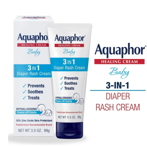 Aquaphor Crema para Sarpullidos de Pañales para Bebés Alivio de Sarpullidos de Pañales 3 en 1, Tubo de 3,5 Oz