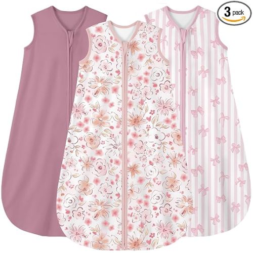 Yoofoss Baby Sleep Sack 0-6 Months Wearable Blanket for Babies 100% Organic Cotton 2-Way Zipper TOG 0.5 Toddler Sleeping Sack 3 Pack, Comfy Lightweight Sleep Sacks