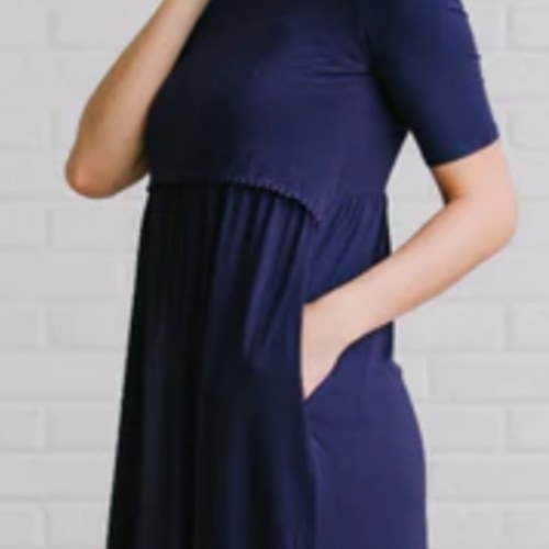 Undercover Mama Fringe Nursing Dress Navy Medium