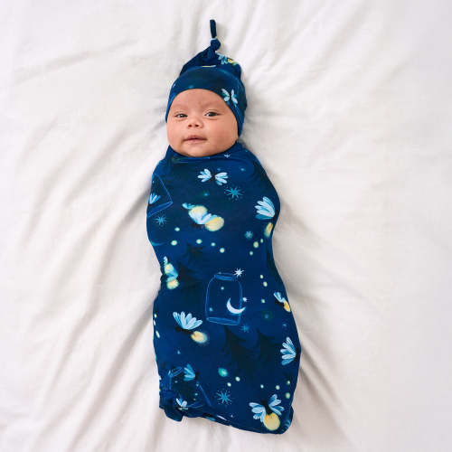 Firefly Glow Swaddle & Hat Set | Little Sleepies