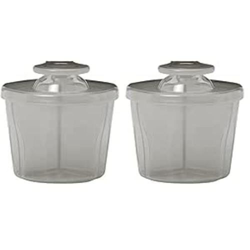 Dr. Brown's Baby Formula Dispenser with Snap-On Lid for On-The-Go Feedings,Milk Powder Dispenser for Traveling with Infant,Gray (Pack of 2)