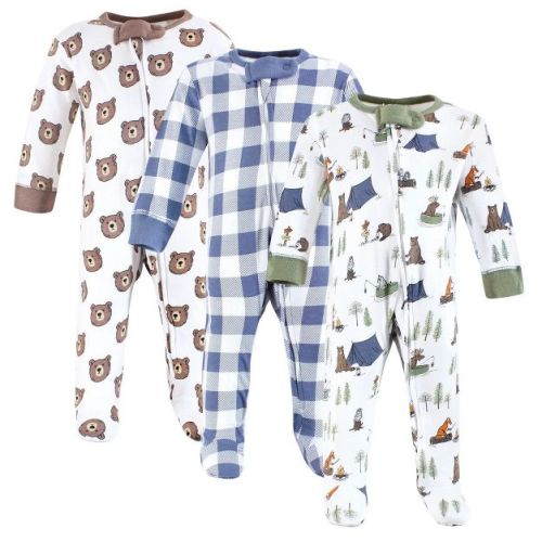 Touched by Nature Infant Boys Organic Cotton Sleep and Play, Camping Animals, Newborn