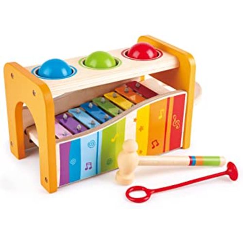 Hape Pound & Tap Bench with Slide Out Xylophone - Award Winning Durable Wooden Musical Pounding Toy for Toddlers,Yellow