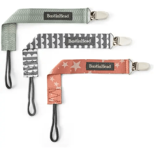 BooginHead Pacifier Clip Baby Pacifier Holder PaciGrip 3-Pack, Sienna, Sage, Charcoal