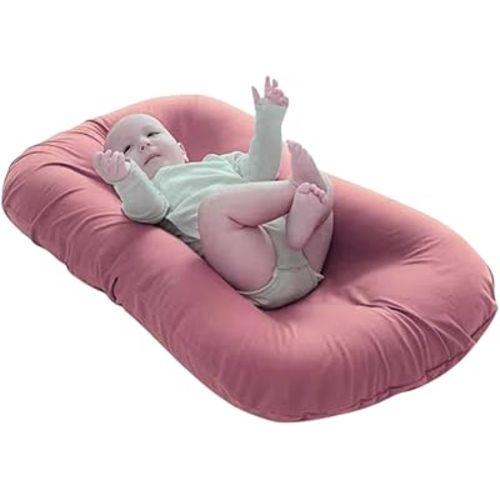Baby Lounger- Light Pink Coloured Lounger Pilow for Age 0-24 Months Baby.(No Padding in The Middle Part)