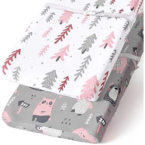 Stretchy Changing Pad Covers BROLEX 2 Pack Jersey Knit Changing Table Covers for Girls Boys,Jungle Animals