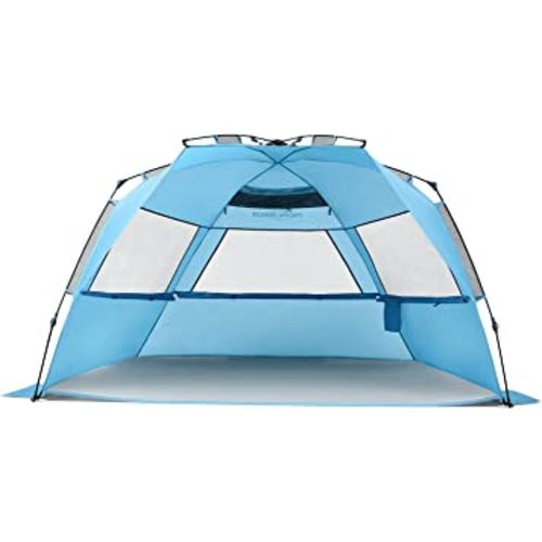 Pacific Breeze Easy Setup Beach Tent, SPF 50+ Pop Up Beach Tent Provides shelter from The Sun for 4+ People