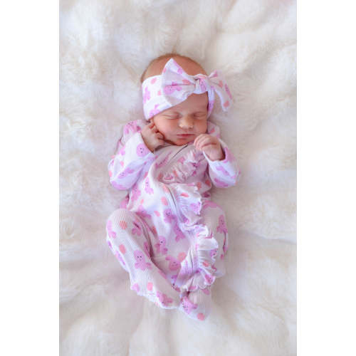 Bamboo Waffle Ruffle Zipper Footie | Sea Snuggles (Newborn)