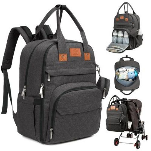 KeaBabies Diaper Bag with Changing Pad - Waterproof Baby Bag, Travel Diaper Bags, Baby Diaper Bag Backpack, Color: Charcoal