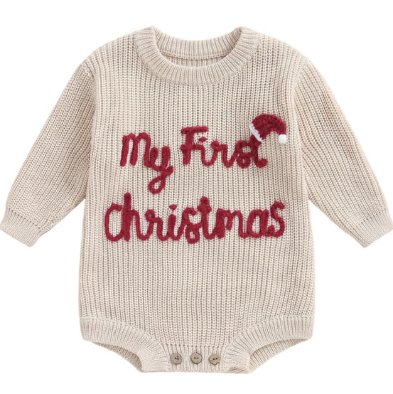 Adobabirl Baby Girl Boy Knitted Sweater Bubble Romper Long Sleeve Jumpsuit Festival Outfit Fall Winter Spring Clothes