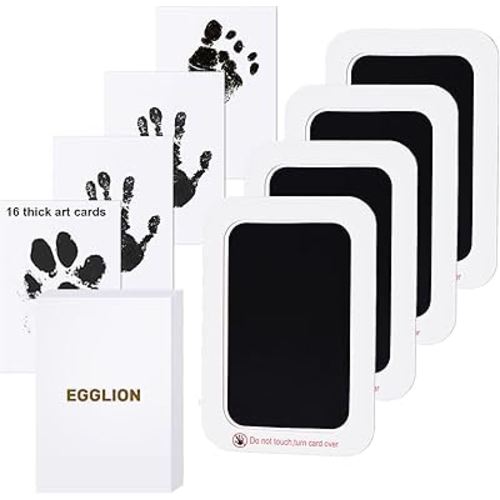 4-Pack Inkless Baby Hand and Footprint Kit with Mess-Free Ink Pad – Newborn Footprint & Paw Print Kit for Dogs and Cats – Baby Safe Ink Pad for Hand, Foot & Paw Prints – 16 Keepsake Art Cards