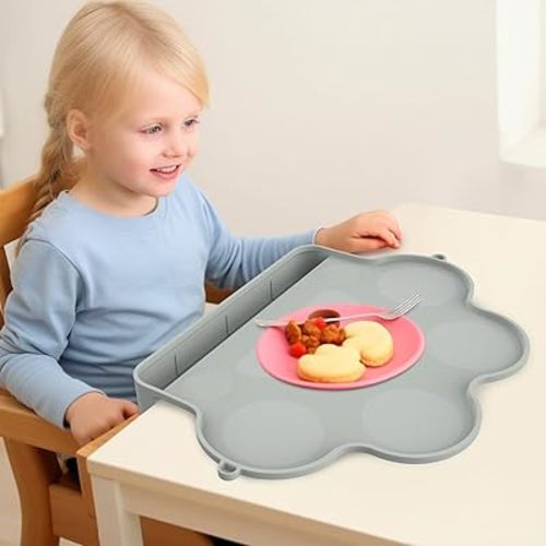 Baby Silicone Placemats for Toddler Kids, Durable Food Grade Silicone with Non-Slip Suction, Sticky Table Mats for Restaurants Home Travel