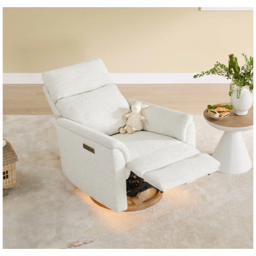 Lulla Power Swivel Nursery Glider Recliner with Power Headrest and Nightlight