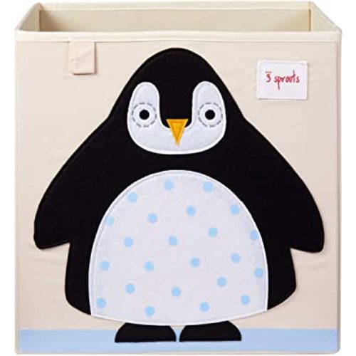 3 Sprouts Toy Storage Organizer: Toy Box Cube Organizer for Playroom, Nursery - Foldable Storage Bin - Penguin