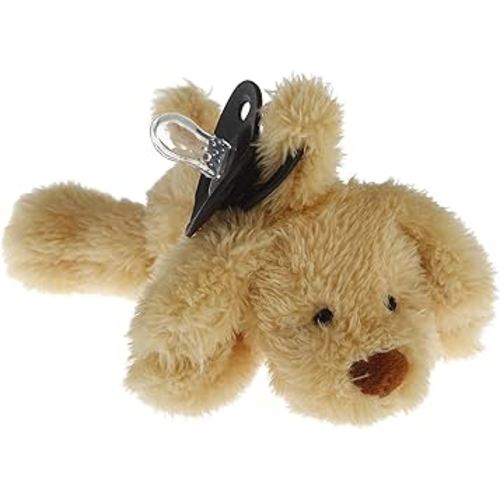 Furry Friend Pacifier Plush Toy - Ultra Soft Cuddly 100% Polyester with Medical Grade Silicone Pacifier (Color Varies), Machine Washable, Compatible with Major Pacifier Brands (Puppy)