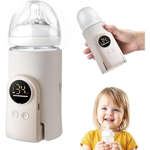 18W Portable Baby Bottle Warmer for Travel – Fast, Waterless Milk Heater for Breastmilk & Formula | USB Rechargeable Bottle Warmer with Precise Temperature Control – Essential for On-The-Go Feeding