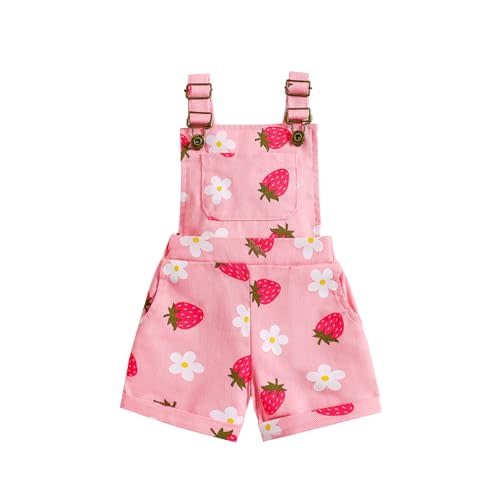 Ayalinggo Toddler Baby Girl Sunflower Print Overalls Shorts with Pocket Suspender Trousers Cute Summer Clothing Outfit