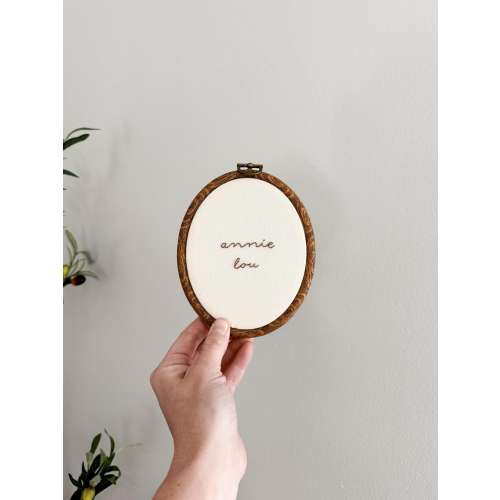 Hand Embroidered Name Hoop - Pregnancy Announcement, Birth Announcement - Vintage Style