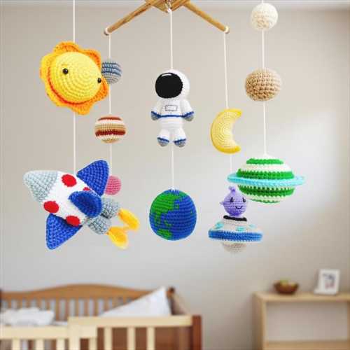Space Baby Mobile , Outer space baby mobile, Nursery space mobile, crochet mobile,  Baby Crib Mobile, Nursery mobile