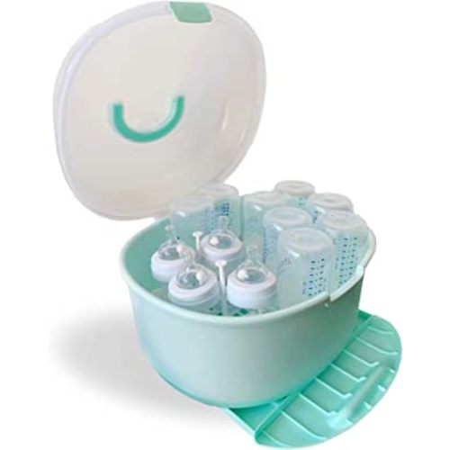 Baby Bottle Drying Rack Storage Large Container with Cover Drainer (Green)